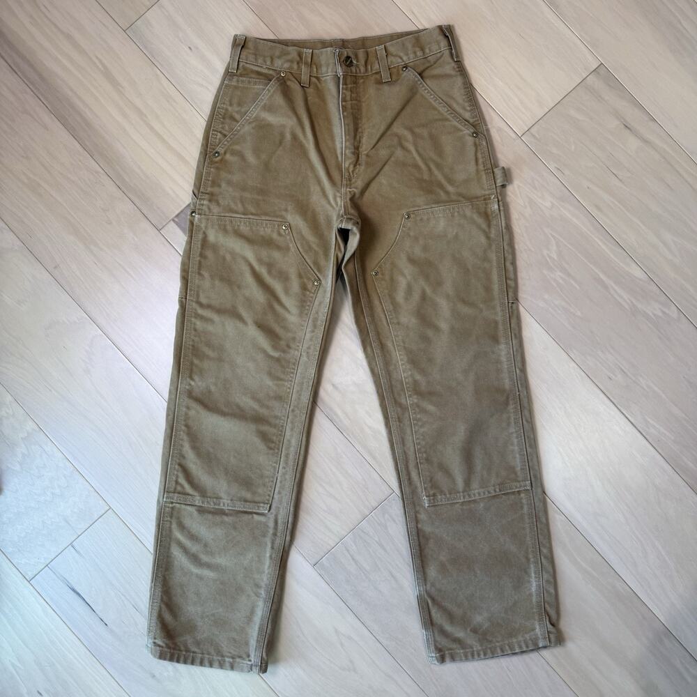 Vintage Carhartt Double Knee Pants 28 Khaki Canvas Heavy Workwear Carpenter - Picture 11 of 11